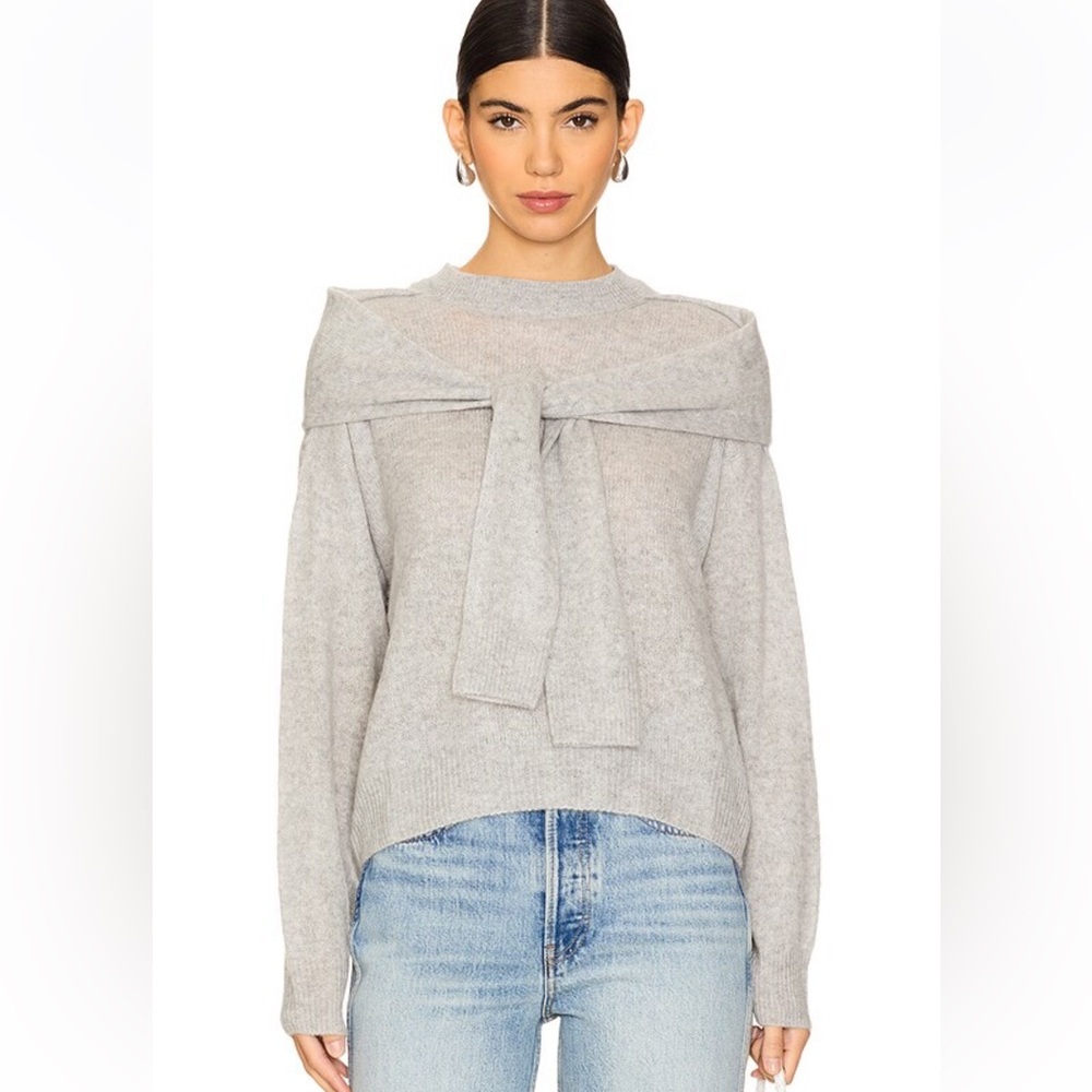 NAADAM Featherweight Cashmere Layered Crewneck Sweater in Cement